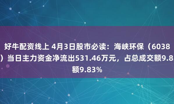 好牛配资线上 4月3日股市必读：海峡环保（603817）当日主力资金净流出531.46万元，占总成交额9.83%