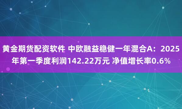 黄金期货配资软件 中欧融益稳健一年混合A：2025年第一季度利润142.22万元 净值增长率0.6%