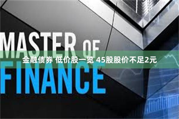 金融债券 低价股一览 45股股价不足2元