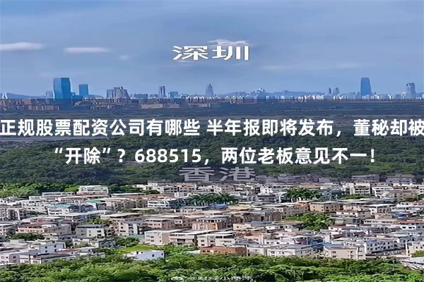 正规股票配资公司有哪些 半年报即将发布，董秘却被“开除”？688515，两位老板意见不一！