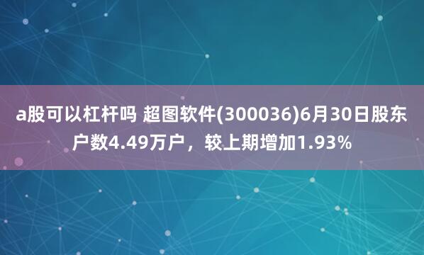 a股可以杠杆吗 超图软件(300036)6月30日股东户数4.49万户，较上期增加1.93%